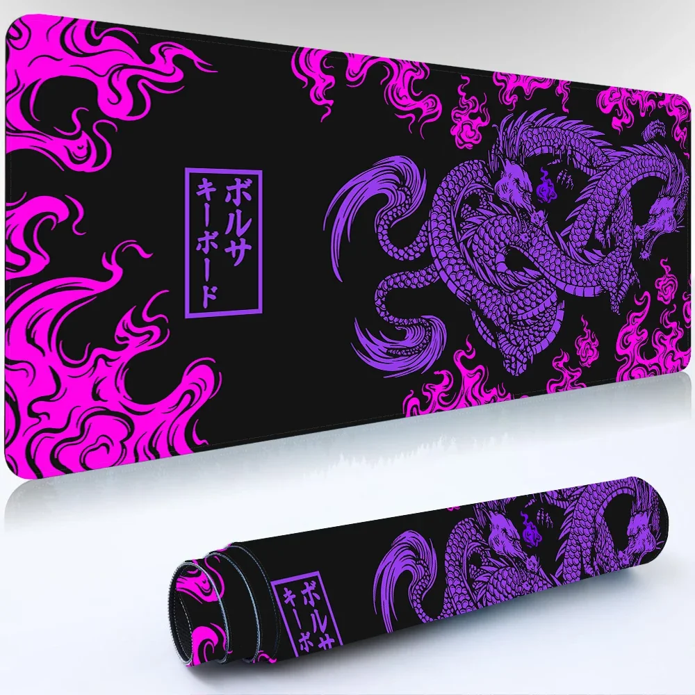 Dragon Mouse Pad Purple and Black Gaming Deskmat Gamer Keyboard Mousepad Anime Mat for Home Carpet Office Accessories Mouse Mats