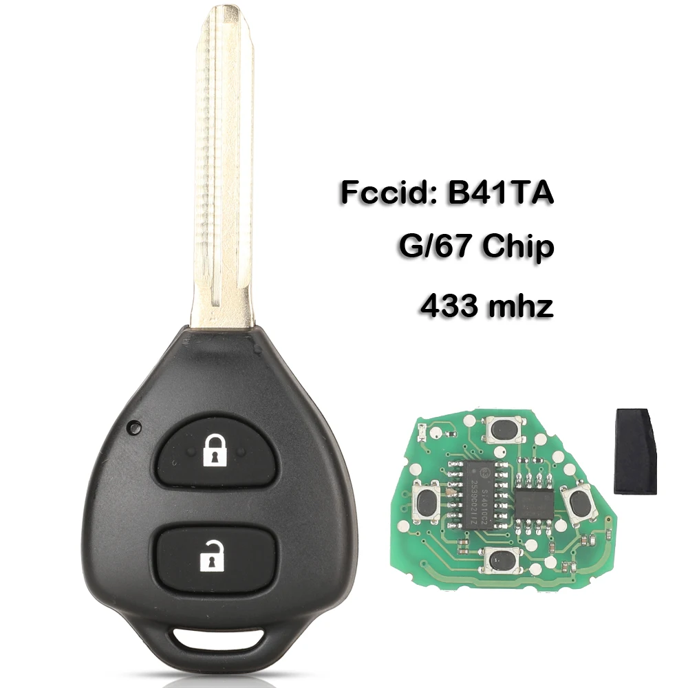 kutery for toyota car key remote control prius hilux etios vios yaris innova sw4 camry 433mhz fccid:B41TA