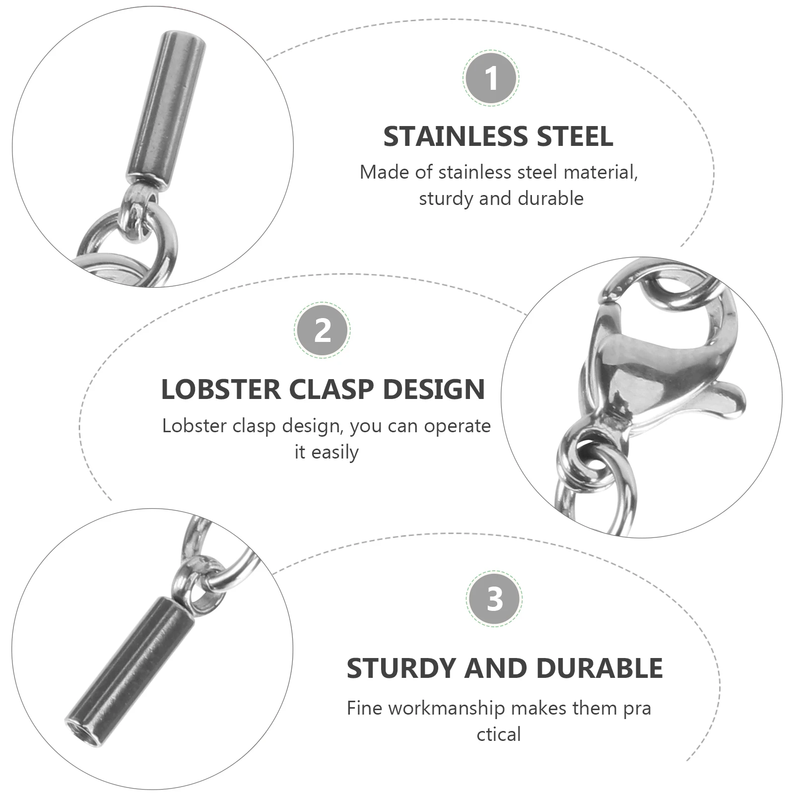 

20pcs Stainless Steel Lobster Clasp Jewelry Fastener Bracelet Necklace Closures String Accessories H made Supplies