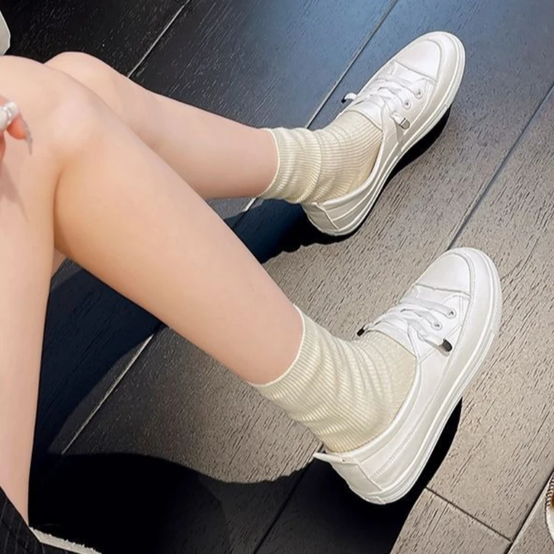 Zapatillas Blancas Casuales para Mujer, Primavera Verano, Sin Cordones, de Cuero, Suela Blanda, Cómodas para Caminar, de Caña Baja, Moda Estudiantil 2026