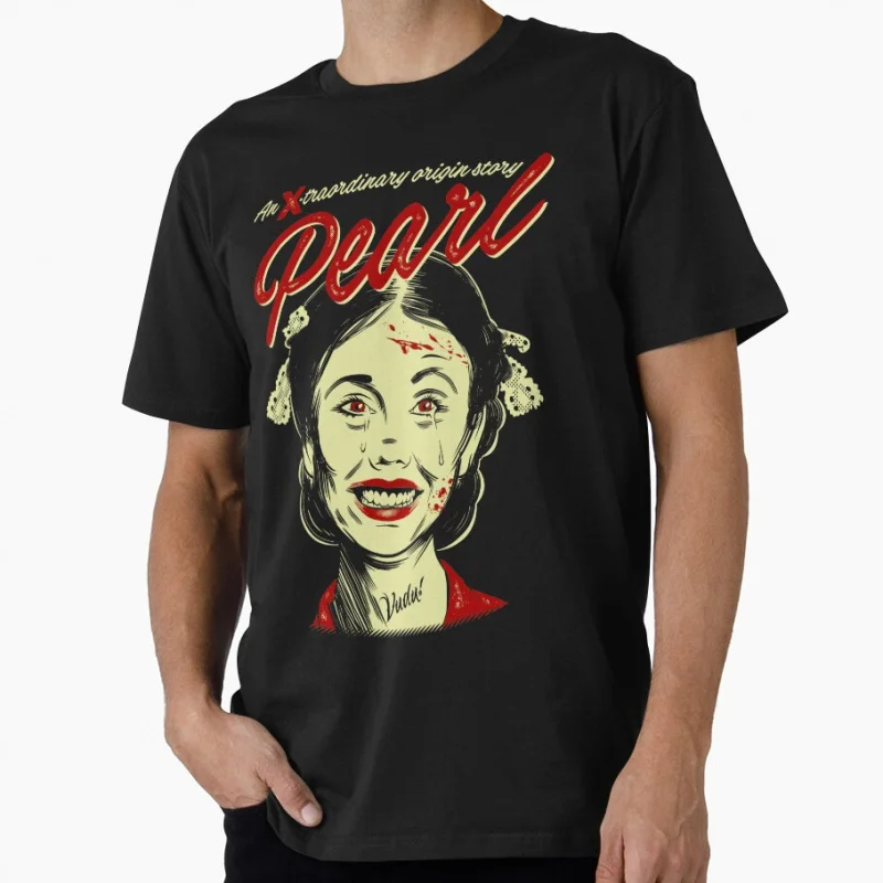 

Retro horror movie Pearl A Ti West Horror Masterpiece Scary Halloween Gift t shirt for men Large size Tops 100% cotton clothes
