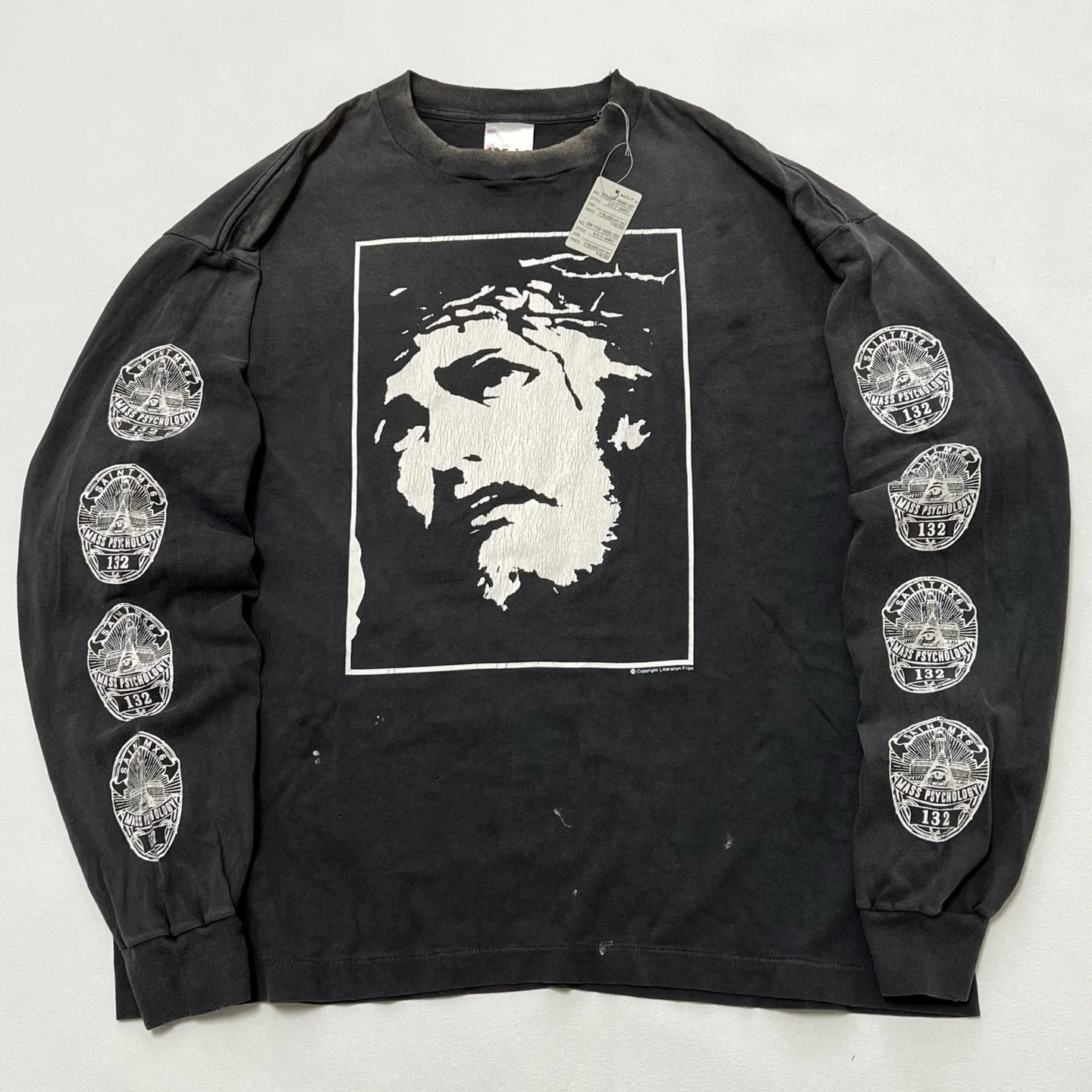 LOVE Saint LS Vintage Black T Shirt Men Women 1:1 Best Quality Heavy Fabric Nice Washed Tee Tops T-Shirt