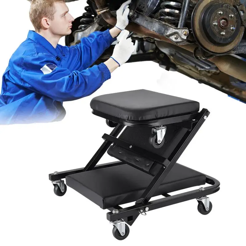 

36-inch Folding Car Repair Bed Auto Maintenance Work Bench Chair Auto Workshop Bench Wheels Roller Car Creeper Seat Roller Seat