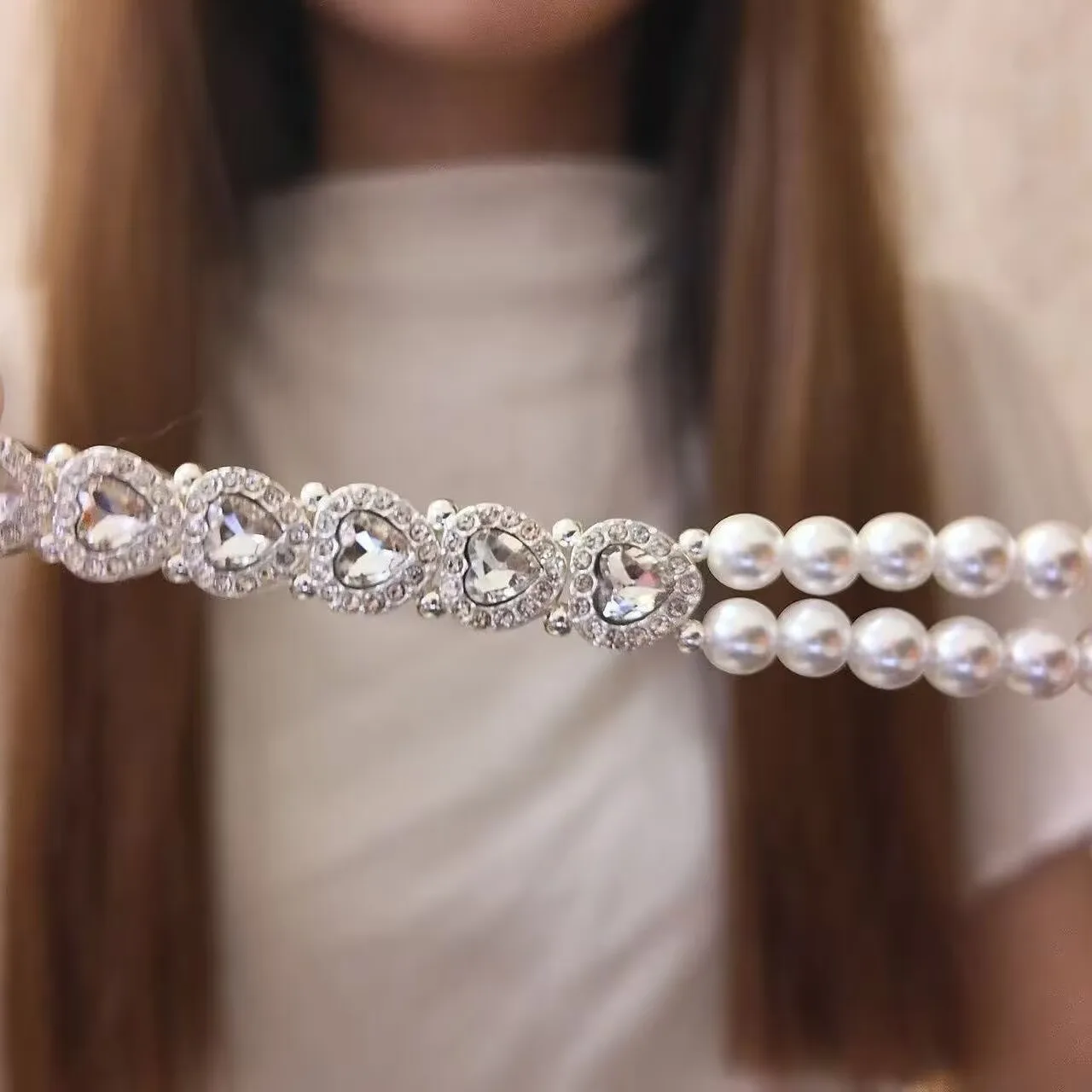 Bling Heart Pearl Band for Xiaomi Watch 10 9 8 Pro S43 Women Sparkling Elastic Beaded Bracelet for Redmi Watch 6 5 4 Watch Strap