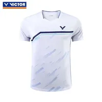 Victor 2024 Men's and Women's Color Blocked Versatile Badminton Jacket Sweat Absorbing Quick Drying Short Sleeved T-shirt men