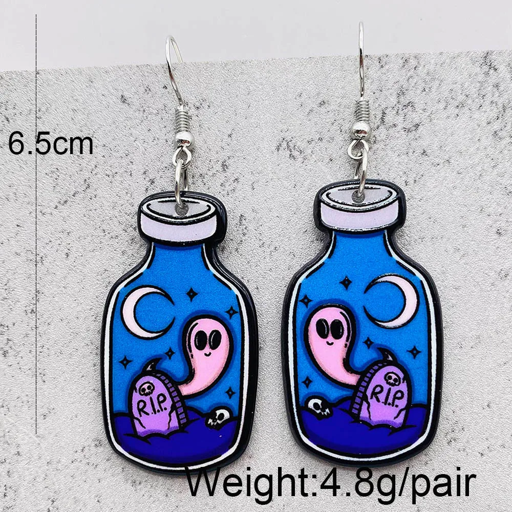 New Christmas Earrings Horror Pumpkin Ghost Magic Frog Boiler Acrylic Earrings Halloween Decoration Gift