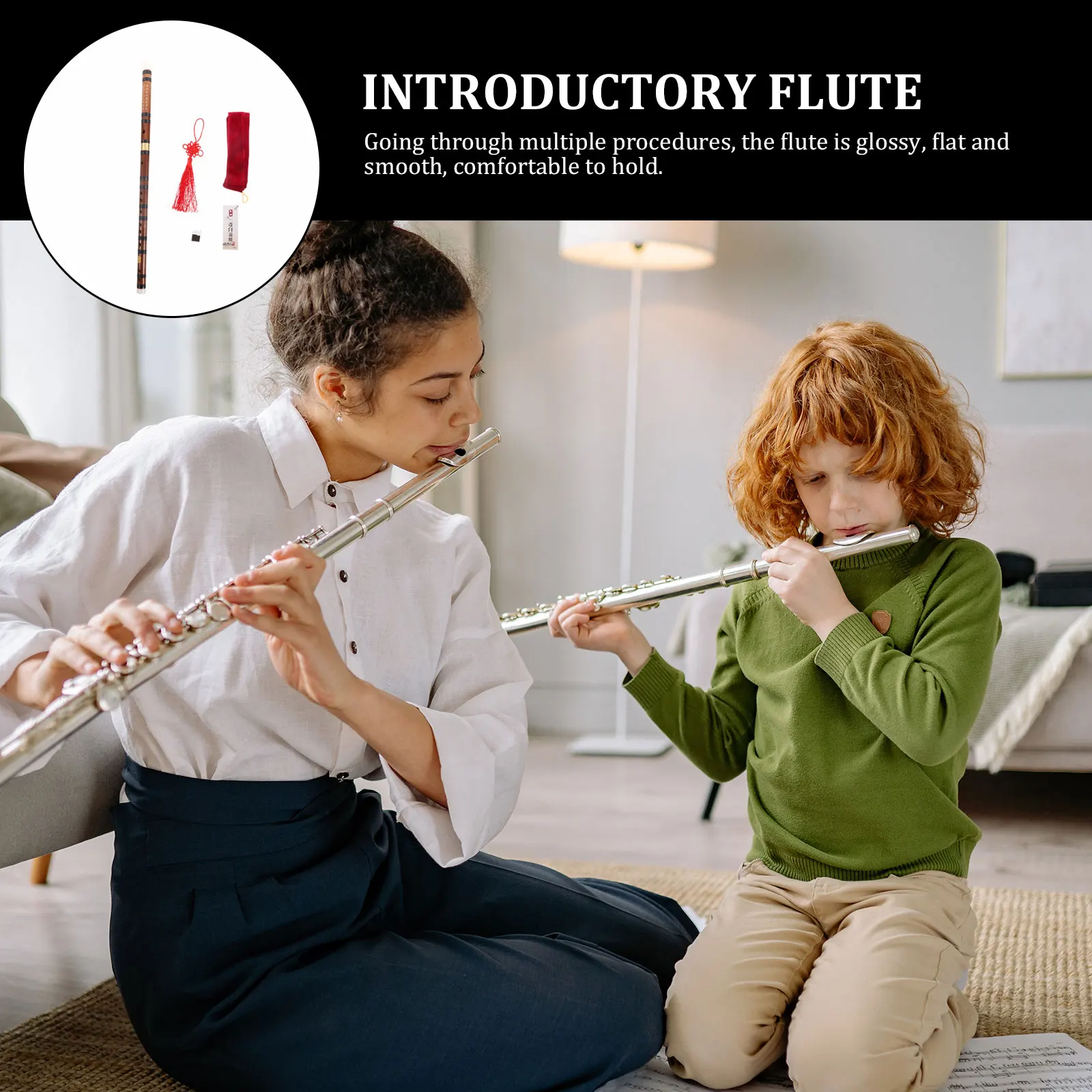 

1Set Portable Bamboo Flute Professional Tone Holes Sound Sturdy Lightweight for Beginner Practicing Outdoor