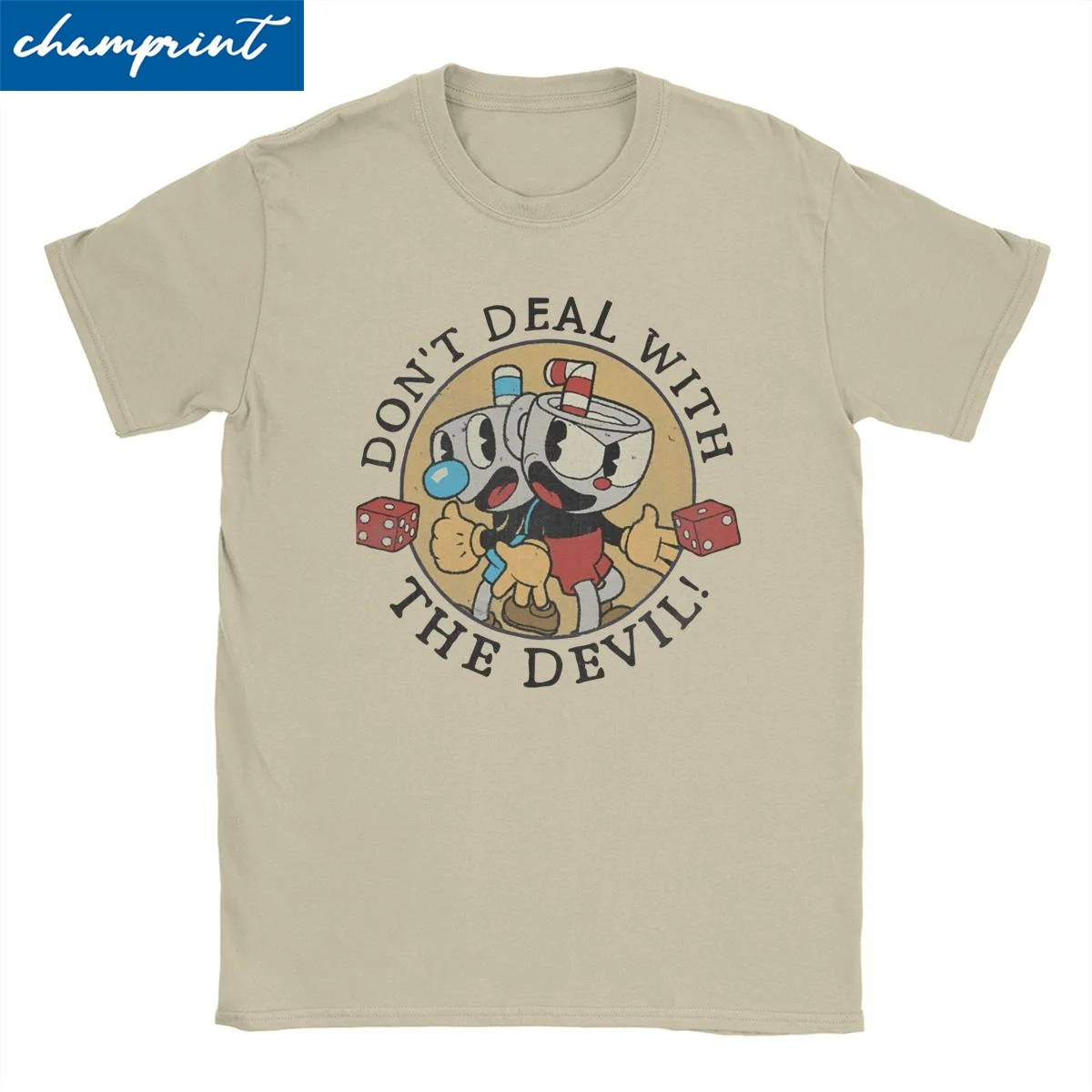 Men Women\'s Don\'t Deal With The Devil The Cuphead T Shirts Game Anime 100% Cotton Tops Awesome Tee Shirt Plus Size T-Shirts