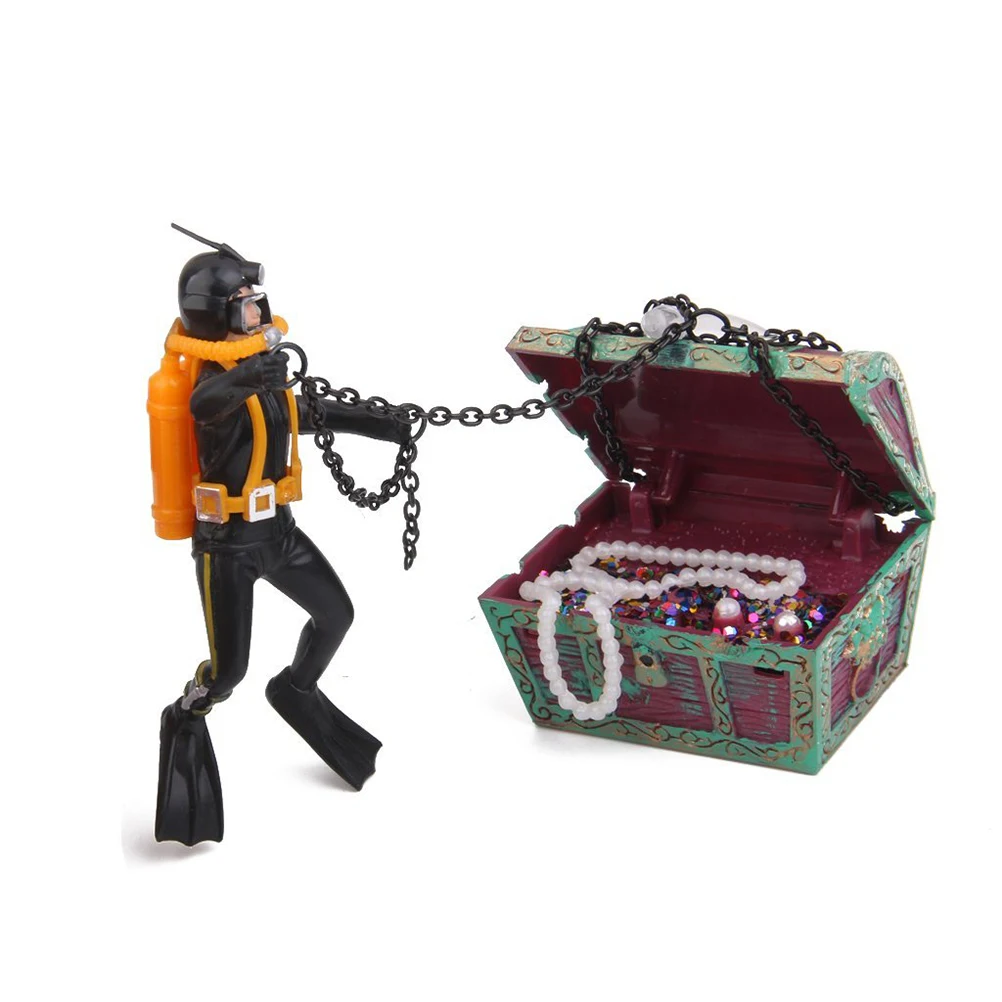 

Treasure Chest for Fish Tank Frog Mermaid Landscape Aquarium Ornament Diver Pneumatic Decoration