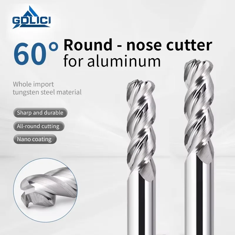 

Алюминиевая концевая фреза с угловым радиусом HRC 60, зеркало из вольфрамовой стали - финишный сплав из алюминия - фреза с ЧПУ - спецификация