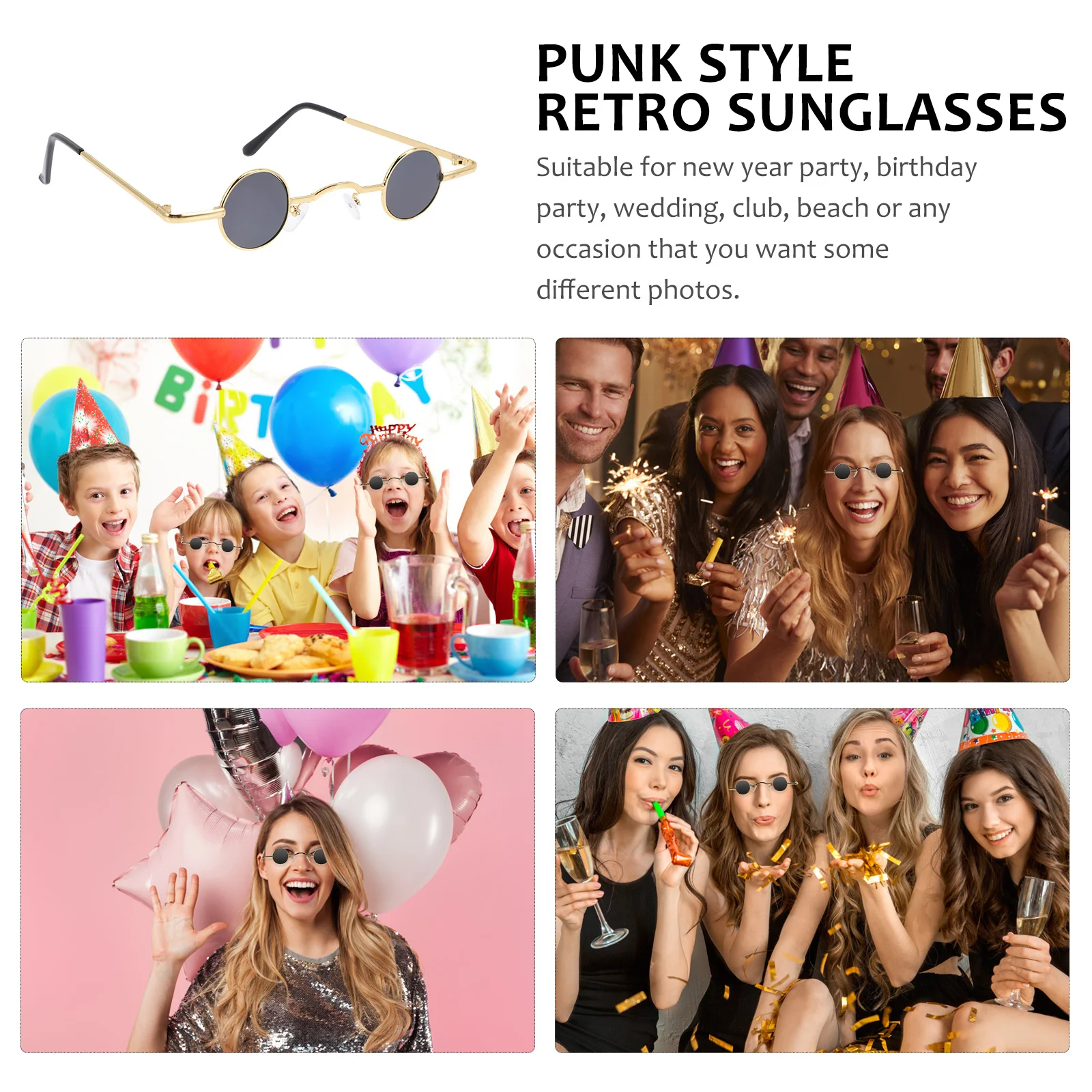 

Punk Round Sunglasses Metal Circle Frame Vintage Uv Protection for Men Women Retro Punk Style Birthday Wedding Beach Party