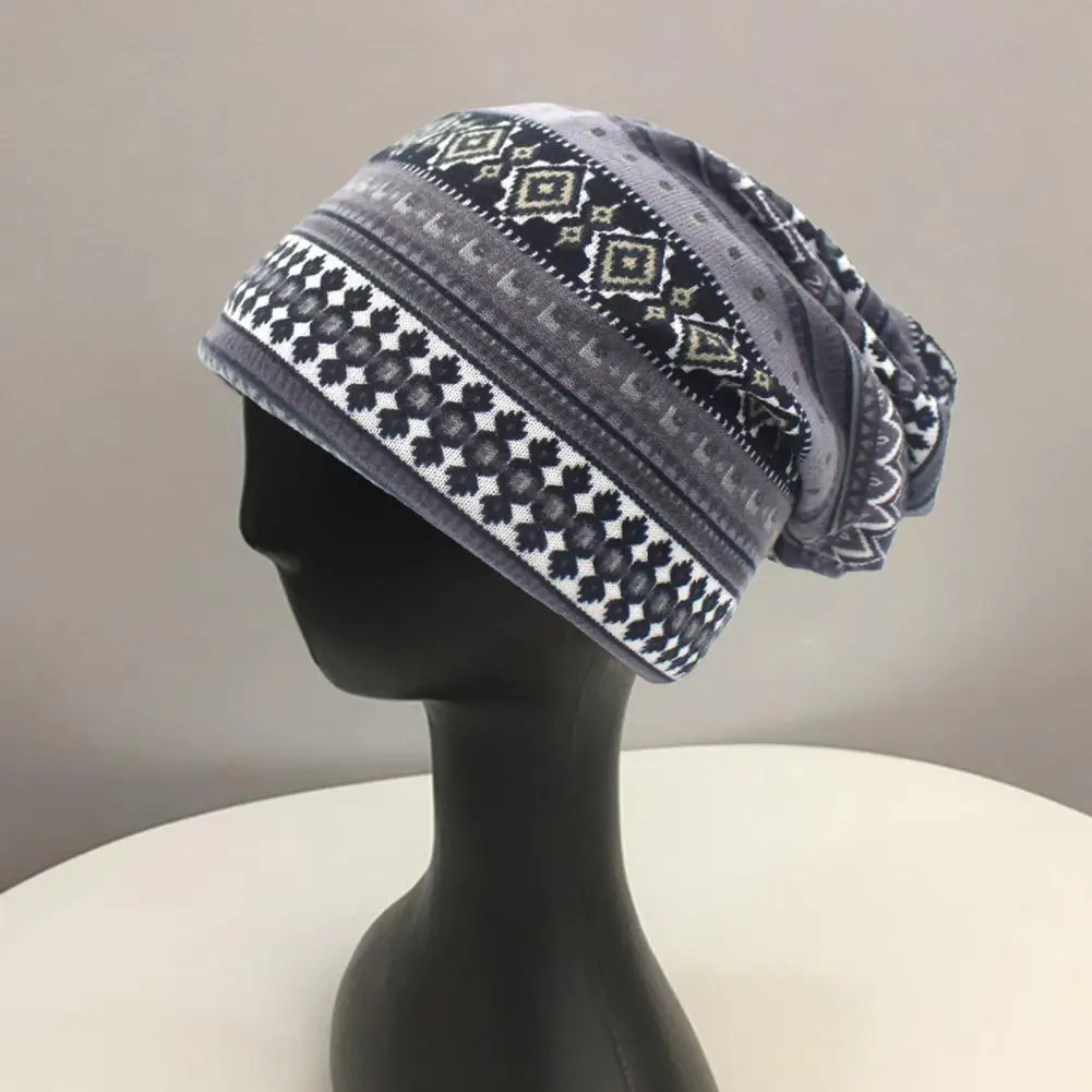 

Unisex Knitting Printing Vintage Hat Skullies Beanie Baggy Warm Neck Protection Stretch Men Women Winter Cap for Outdoor Supply