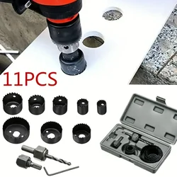 11pcs Hole Saw Set For Woodworking 19-64mm Gypsum Board Ceiling Lights Installation Kit Drill Bit Hole Cutter Tool With Case