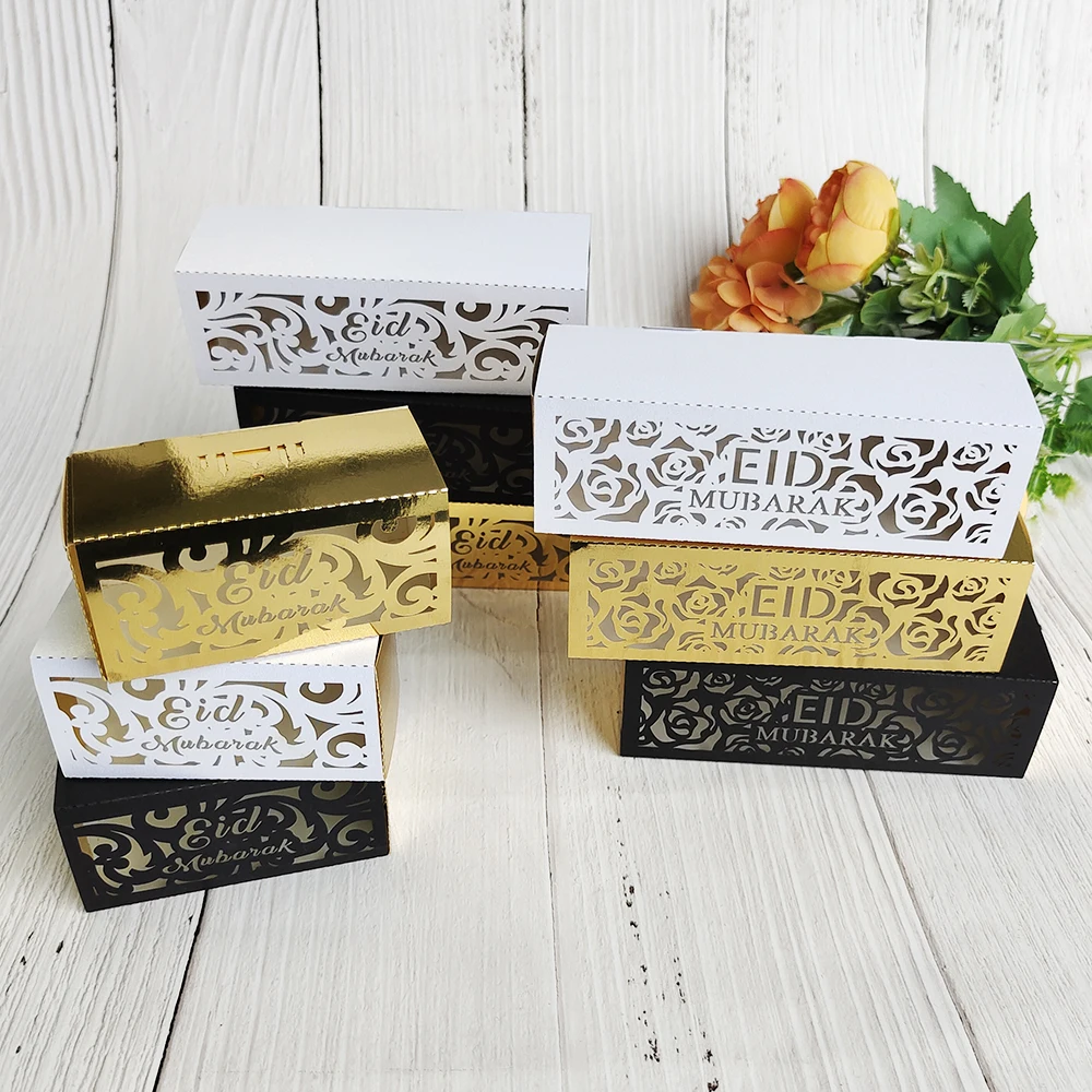 10pcs Eid Mubarak Gift Box Ramadan Kareem Chocolate Candy Boxes Muslim Islamic Festival Decoration DIY Party Supplie Eid Al-fitr