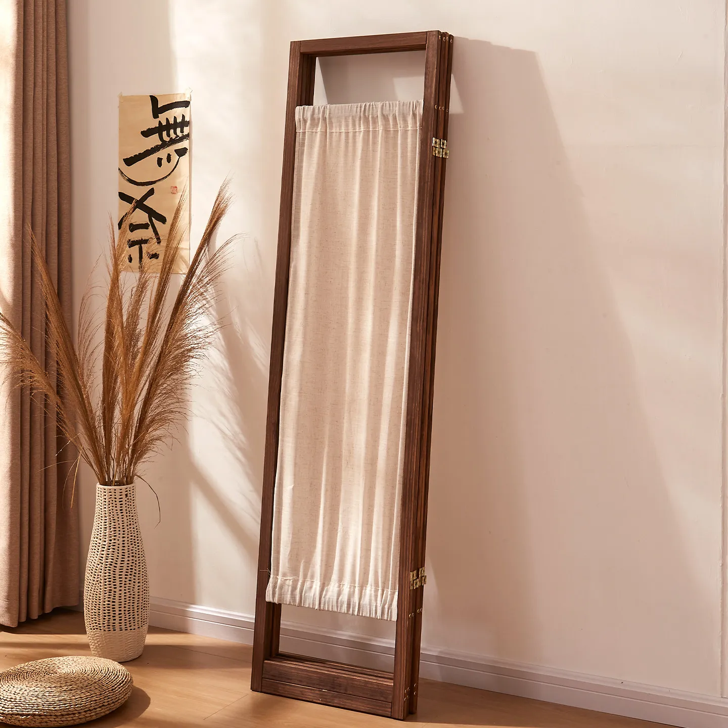 Solid wood screen partition living room entrance entrance shield folding mobile fabric folding screen tea room partition screen