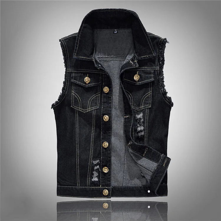 2025 Men's Fashion Jeans Sleeveless Jacket Vest Male Black Blue Denim Jeans Vest Man Cowboy Outdoors Waistcoat Mens Jacket Vest 7 Sdd57e9e4e32147538b2f60d67d14fd7co
