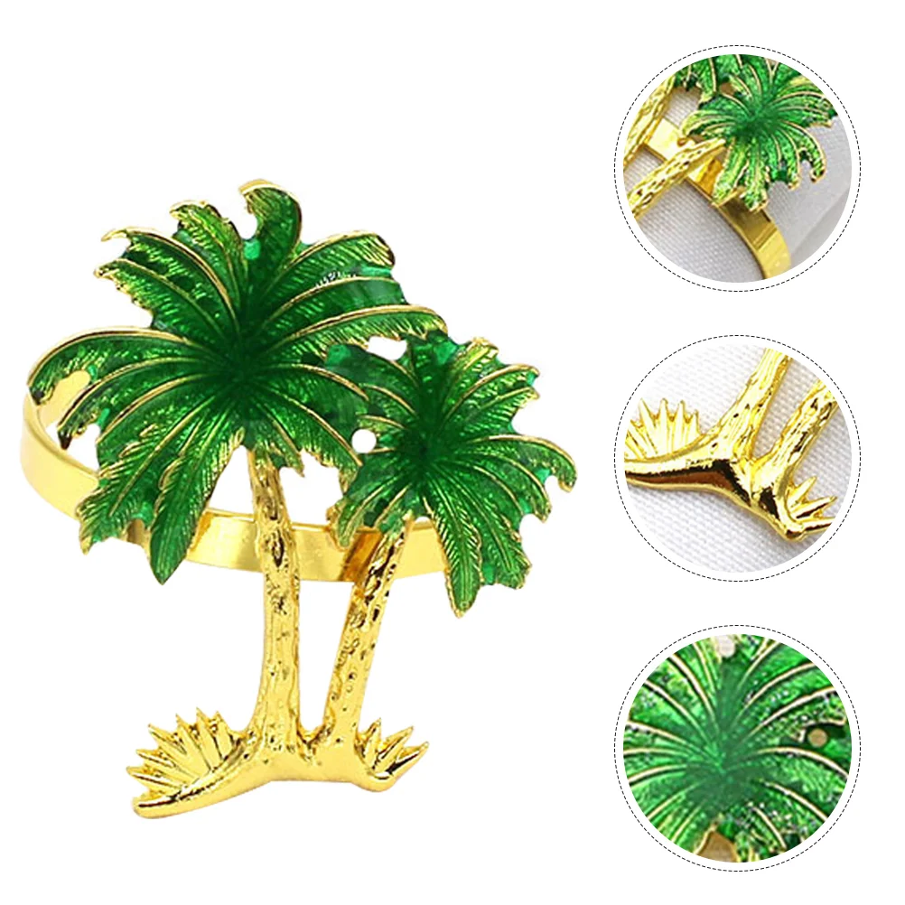 4 Pcs Coconut Tree Napkin Rings Hawaiian Gathering Family Dinner Iron Material Sturdy Structure Fix Napkin Luau