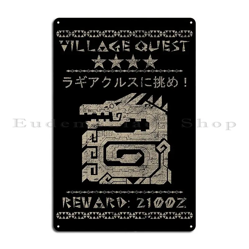 Village Quest Lagiacrus Metal Sign Plaques Printing Garage Plaques Wall Plaque Tin Sign Poster