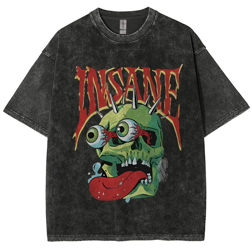 

Hip Hop Streetwear Summer Short Sleeve Vintage T-Shirt Anime Graphic Print T-Shirt Men Harajuku Casual Loose Washed Tees