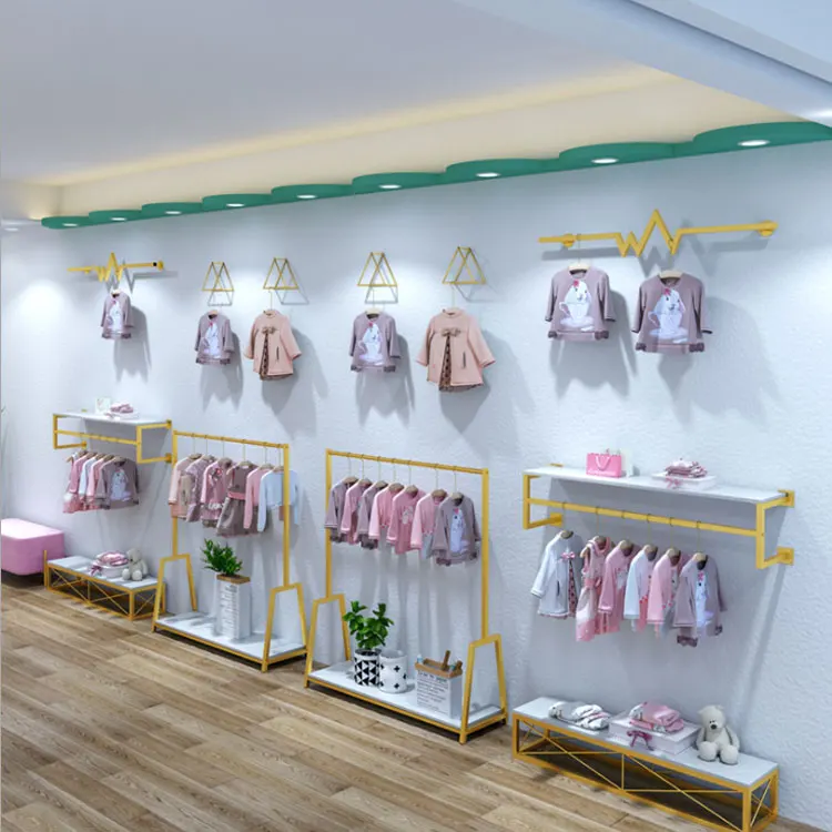 Custom children's clothes wall-mounted display stand children's clothing hanger boutique interior design
