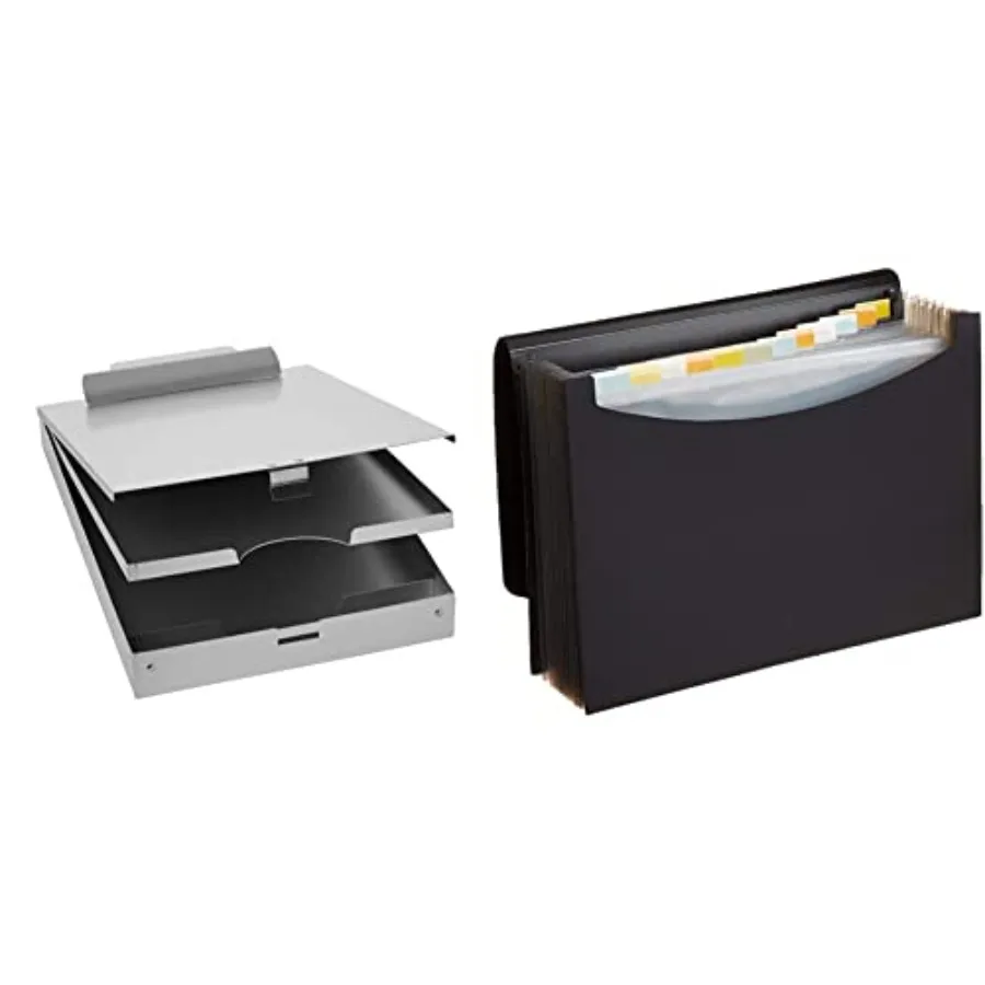 

Metal Clipboard with 2 Compartments and Interior 250 Sheet Paper Storage 14.09 x 9.21 x 2.6 Inches and Expanding Organizer File