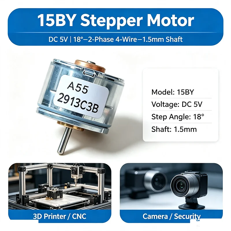 Nidec 15BY 15mm Stepper Motor DC 5V 18° 2-Phase 4-Wire 1.5mm Shaft