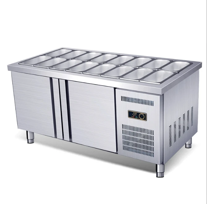 

Заводская морозильная камера, новая тенденция, охладитель для салатного бара из нержавеющей стали, высокопроизводительный стол для приготовления пиццы, охлаждаемый стол для пищевого магазина