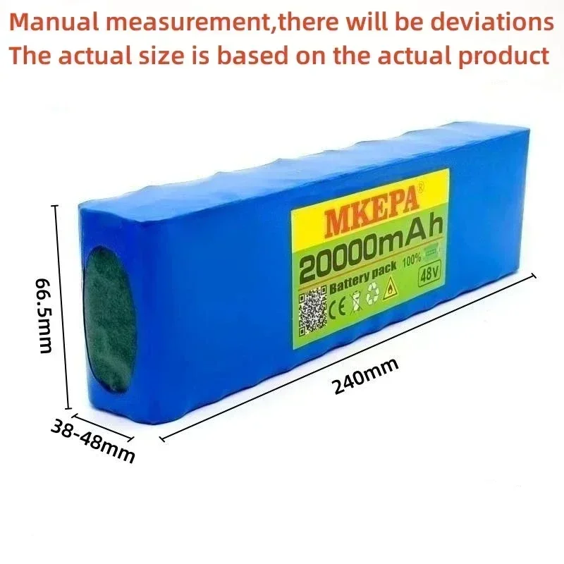 18650 고전력 배터리 팩, 전기 자전거, 오토바이에 적합한 대용량 리튬 배터리, 48V, 13S2P, 20Ah