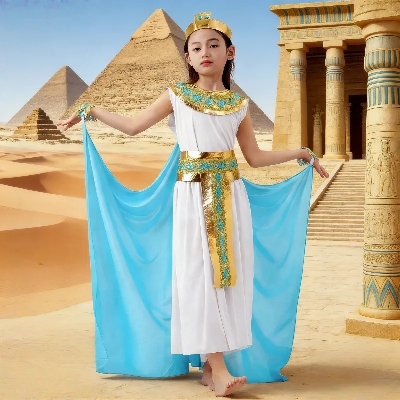 

Girls Ancient Egyptian Cosplay Costume Egypt Princess Dress Dance Clothing for Stage Performance Halloween Carnival Party Outfit