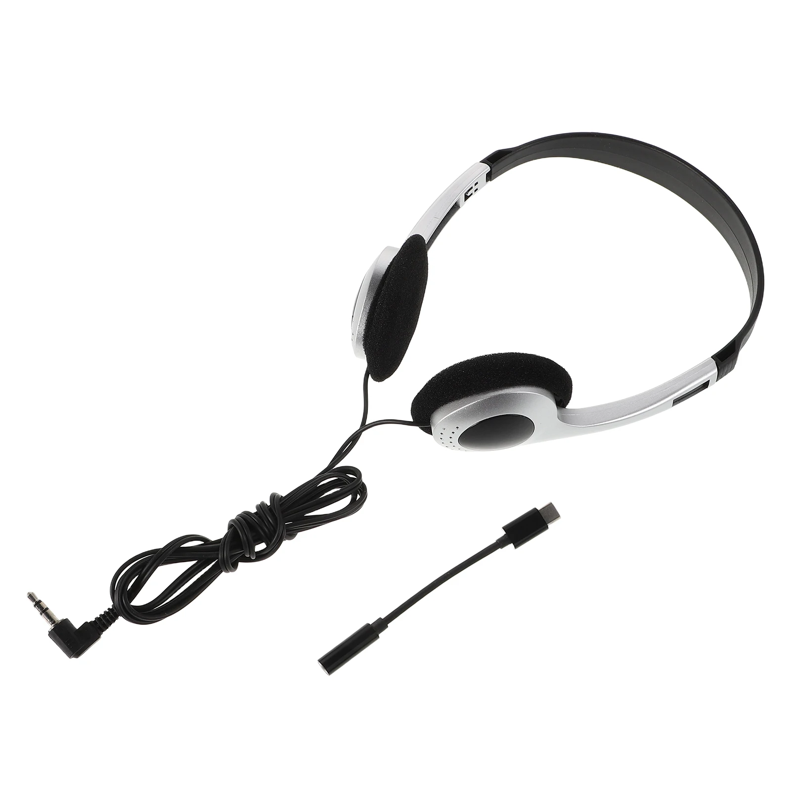

Vintage Style Silver Spray Retro Headphones Comfortable On Ear for Gaming Computer Cell Phone Student Travel Wired Headset