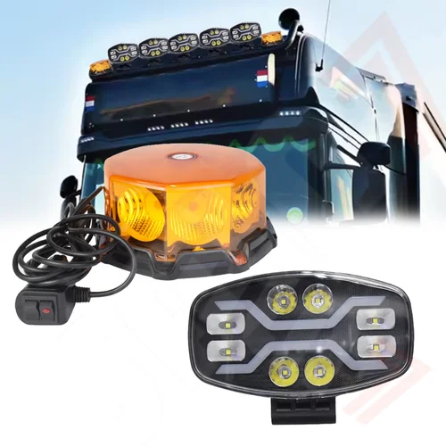 Imagen 1 del producto Faro LED de trabajo para camión, foco auxiliar, luces de advertencia LED con montaje magnético y modos múltiples de flash.