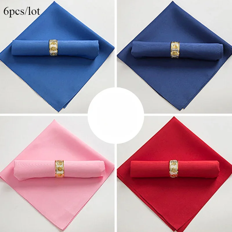 6pcs 48x48cmCloth Napkins Wedding Banquet Decoration Polyester Table Napkins Party Restaurant Solid Color Serving Napkins Fabric