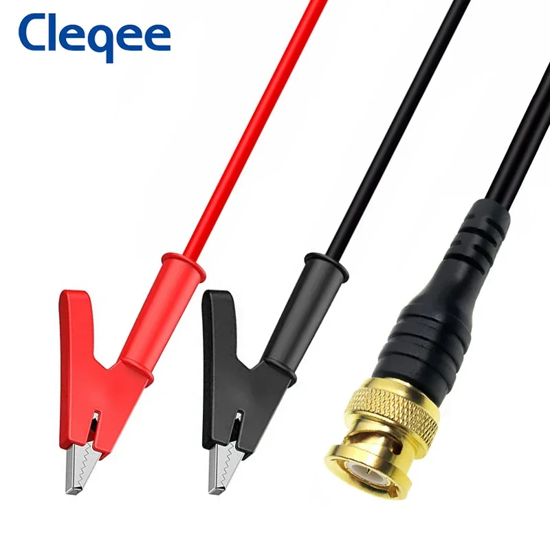 Cleqee P1061 pozłacana czysta miedź wtyczka BNC do izolowanego zaciski krokodylkowe 10mm przewód koncentryczny z otwartym zasięgiem 120cm