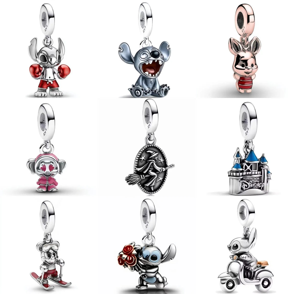 

925 Sterling Silver Disney Castle Piglet Dangle Charms Fit European Bracelet Cute Cartoon DIY Jewelry Gift For Her