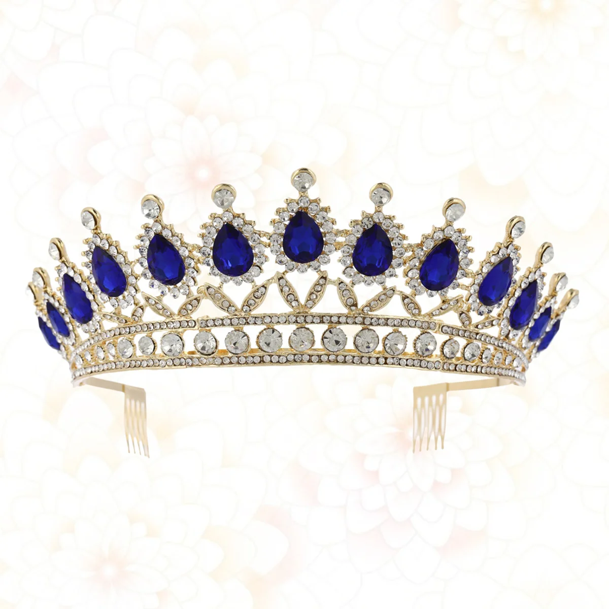 

Blue Rhinestone Crown Headdress Bridal Wedding Party Prom Elegant Women Girls Accessories Decorative Headwear Wedding Crown