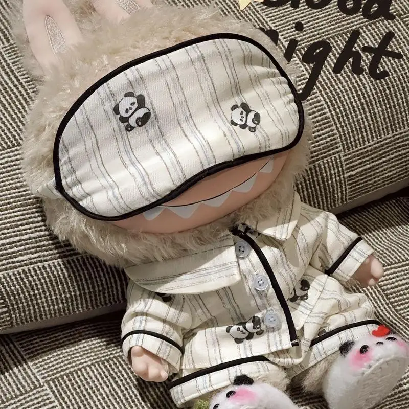 ل Labubu ملابس الطفل 17 سنتيمتر ملابس النوم لطيف أفخم دمية فستان مجموعة الإبداعية مفاجأة فستان هدية اكسسوارات