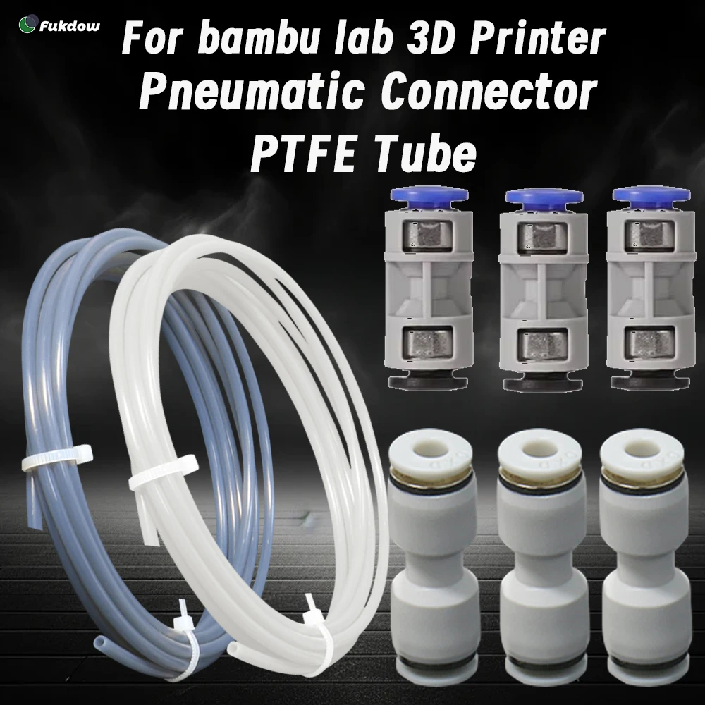 PTFE Tube 3D printer 2.5mm 4mm For Bamboo lab P1s/P1P/X1c/X1/X1E PTFE Tube 3D Printer Connector PTFE Tube 4mm Connector