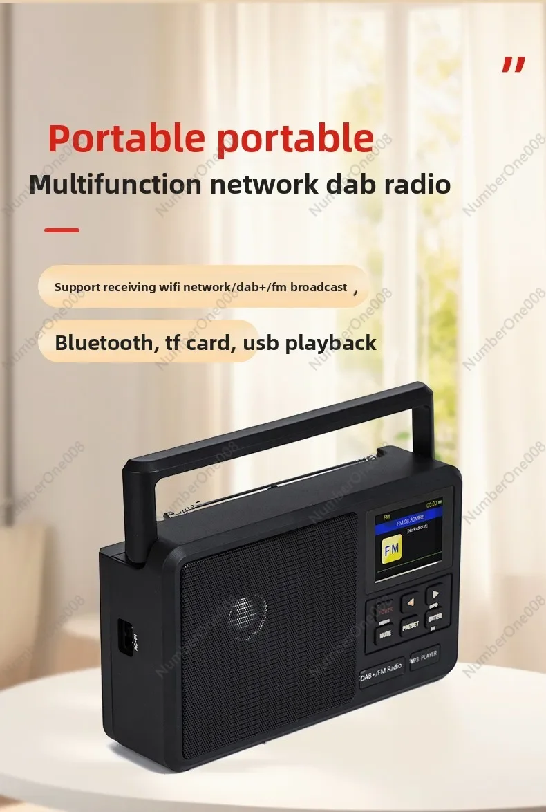 WiFi 휴대용 DAB FM 라디오 43 LCD 화면 블루투스 스피커 USB TF 카드 지원