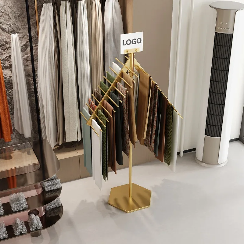 Wrought iron scarf shelf, silk scarf display shelf, floor-to-ceiling clothing store hanging fabric shawl display shelf