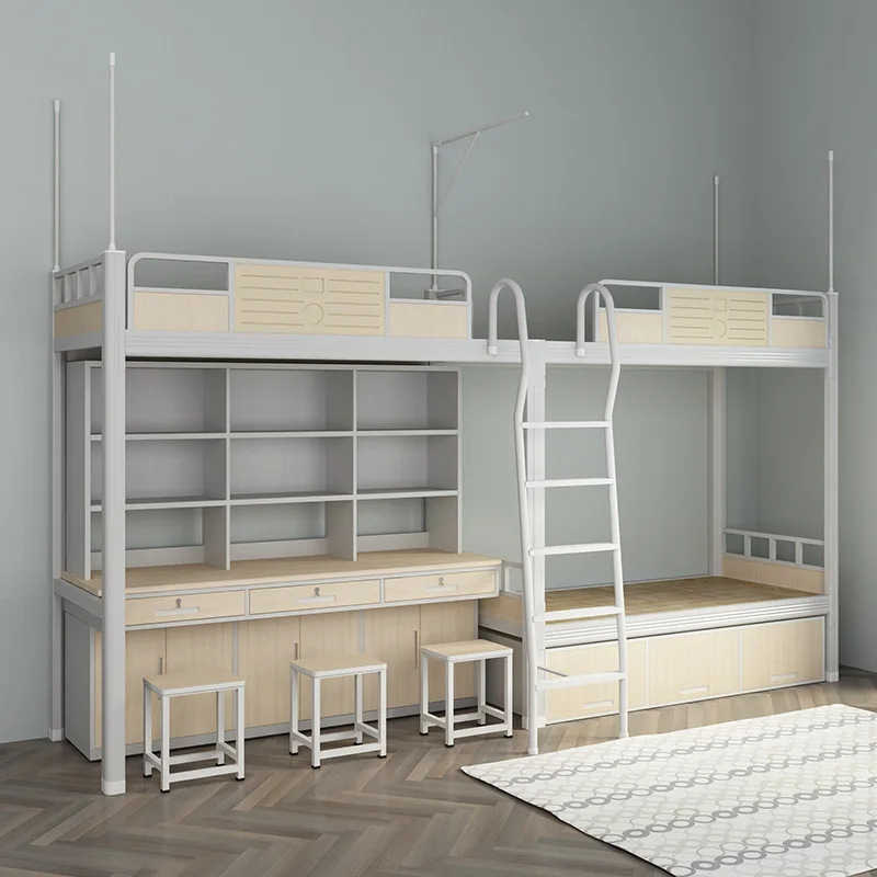 The product can be customized.University dormitory apartment, bed, bed, lower table, iron frame bed, steel and wood combina