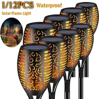 1/2/4/6/8/10/12Pcs Solar Flame Torch Light Flickering Light Waterproof Garden Decoration Outdoor Lawn Path Yard Patio Floor Lamp