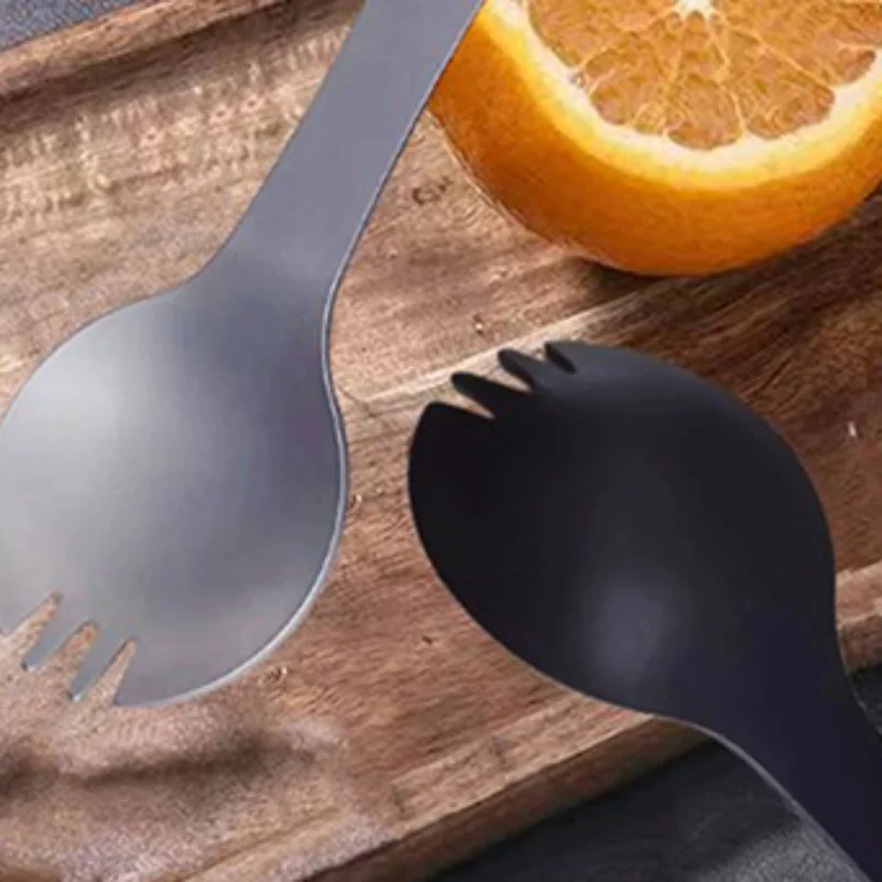 

5 в 1, портативная вилка из нержавеющей стали, ложка, столовые приборы, многофункциональная открывалка для бутылок, инструменты для кемпинга, еды, посуда