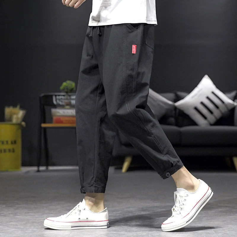 

Мужские повседневные свободные хлопковые брюки-харланы длиной 7/8, весенняя новинка, модные, молодежные, стильные, немнущиеся