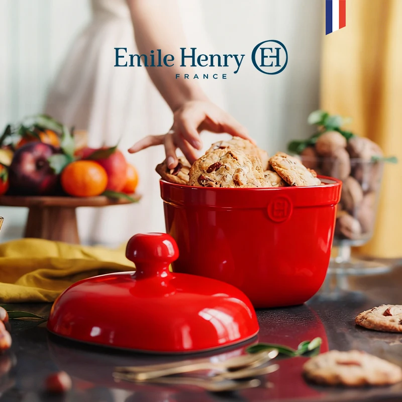 

Керамическая банка для хранения закусок Emile Henry, большая емкость, контейнер для конфет, декор для дома, прямоугольная, пригодна для использования в микроволновой печи