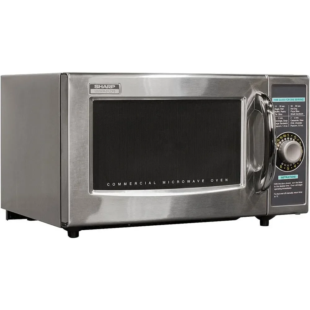 R-21LCFS Medium-Duty Commercial Microwave Oven with Dial Timer, Stainless Steel, 1000-Watts, 120-Volts, One Size