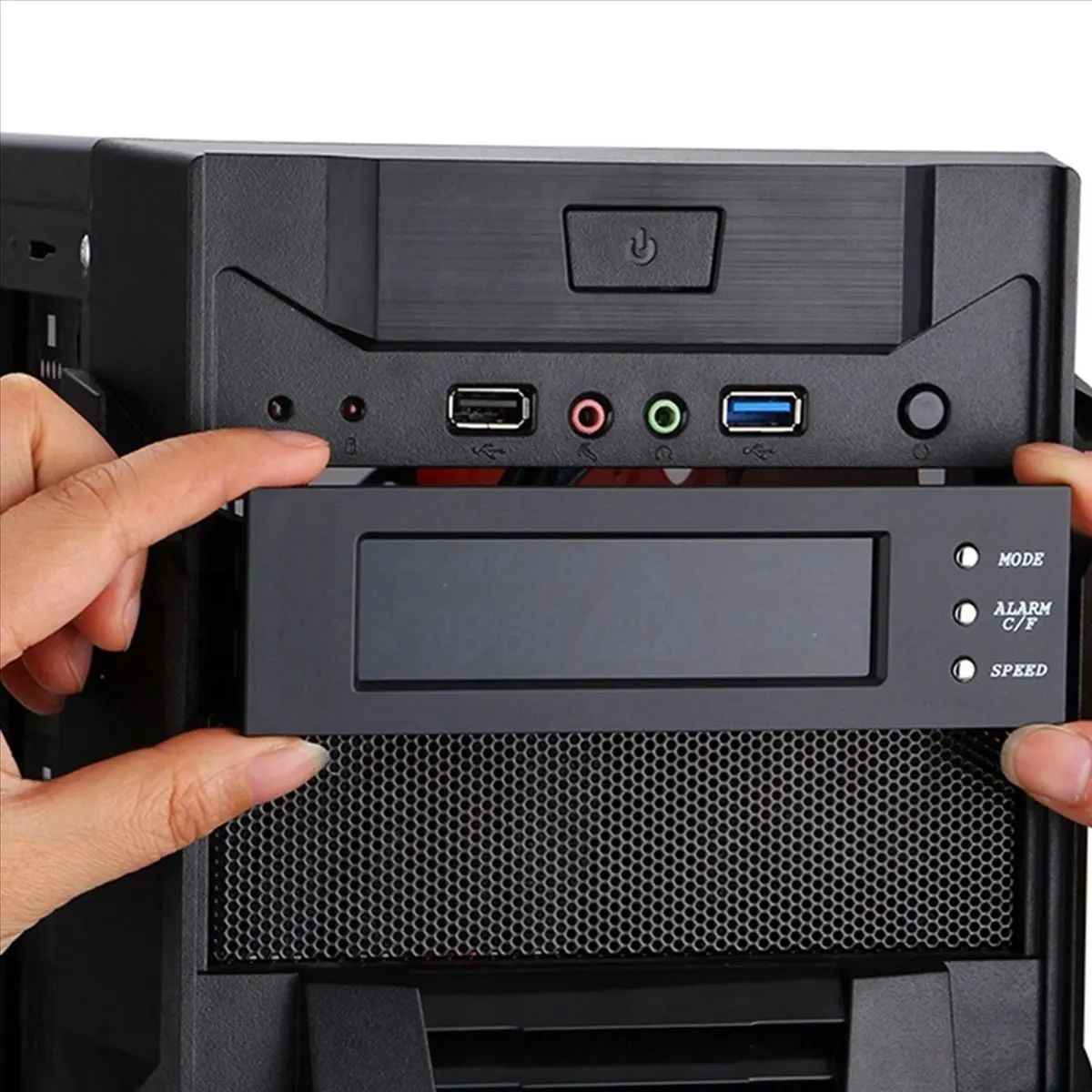 5.25Inch Fan Speed Controller Computer Case Fan Thermostat Perpetual Calendar Screen Display Drive Bay for Computer Case