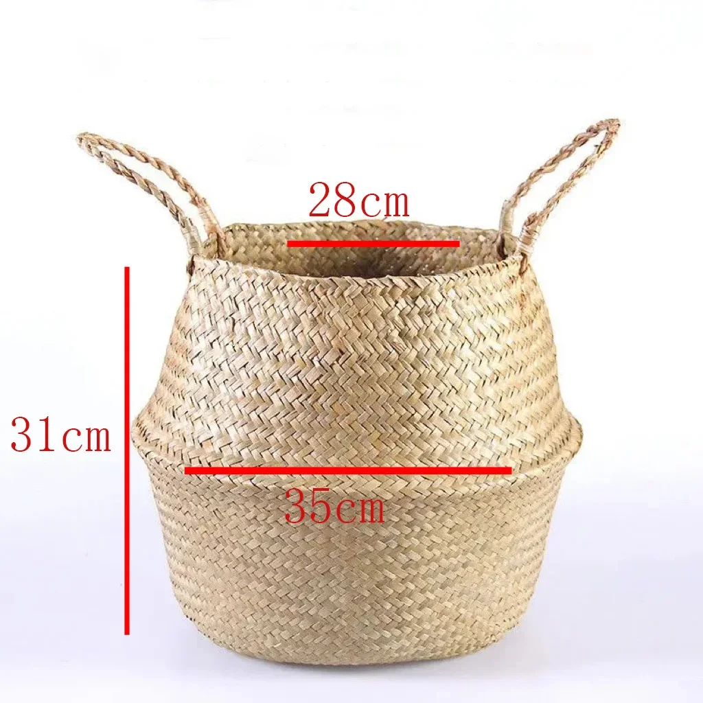 Cesta de vime de algas marinhas naturais rattan pendurado vaso de flores roupas sujas armazenamento de roupas sujas botânica vaso de plantas ferramentas