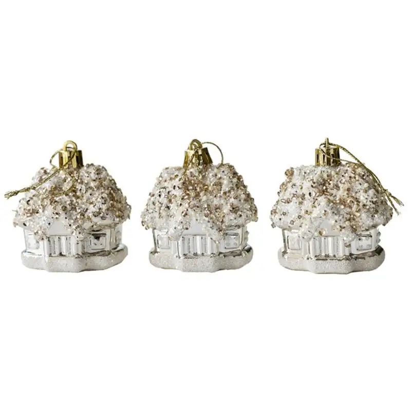 

G6KF Electroplated Ball Houses Pendant Holiday Decoration For Christmas Tree Door Hanging Decoration Accessories