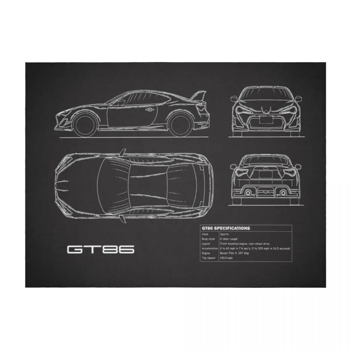 

The GT86 Blueprint Throw Blanket funny gift Flannel sofa bed Furry Blankets