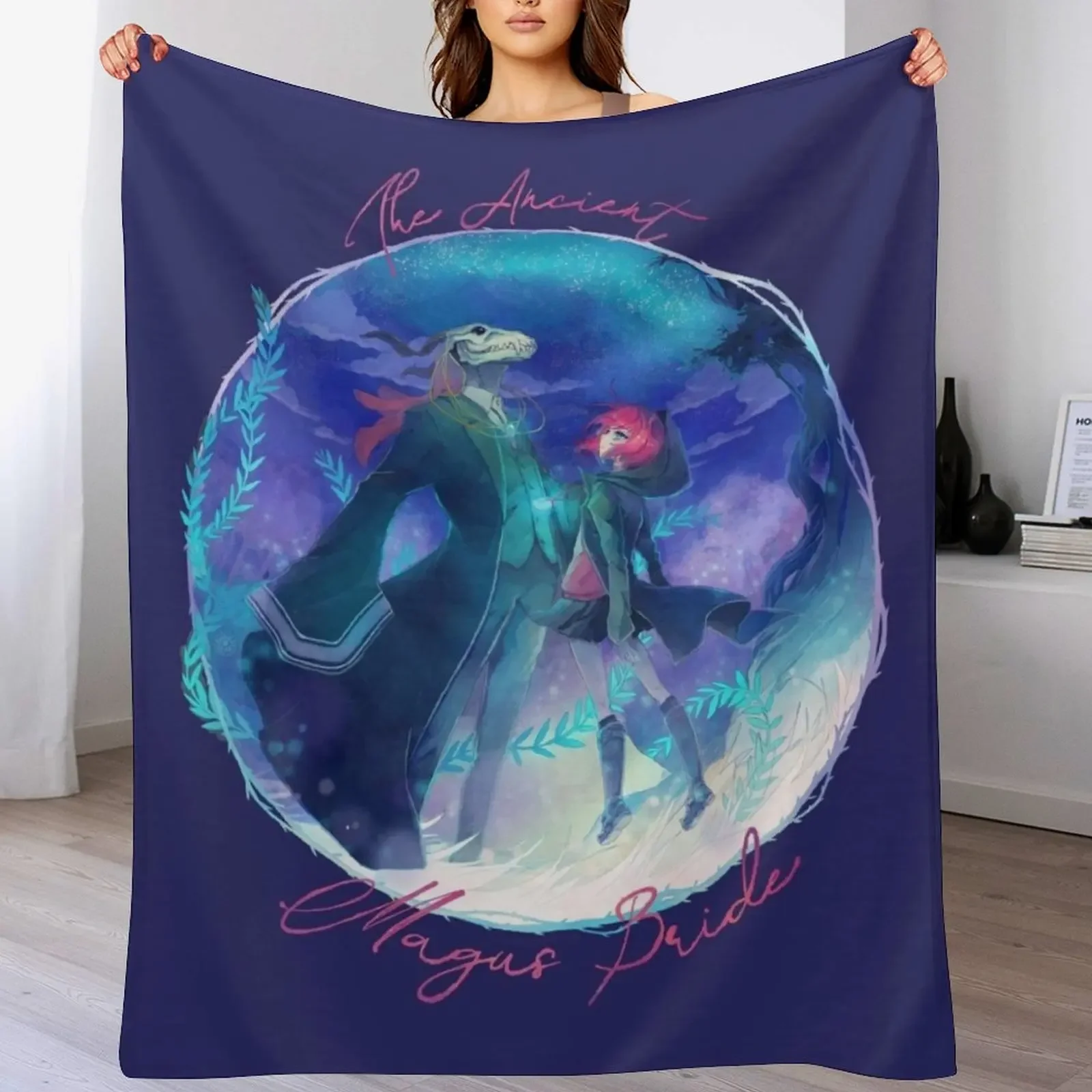 

The Ancient Magus Bride - Mahoutsukai no. Yome typo poster (square ver.) Throw Blanket Soft Plaid Bed covers Blankets